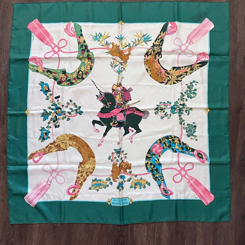 HERMÈS Scarf Carré Samourai By Zoe Pauwels 1991